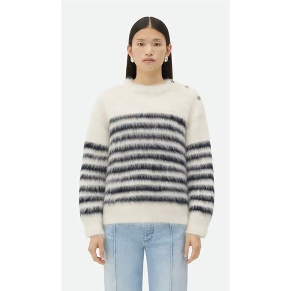 Bottega Veneta Striped Heavy Mariniere Mohair Sweater - Picture 1 of 11